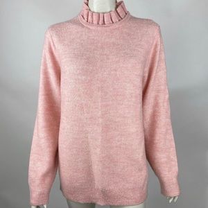 J Crew Ruffleneck Sweater Long Sleeve Alpaca Blend Knit Pullover AT815 Women